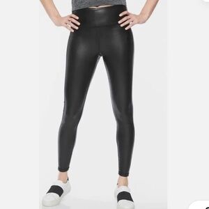Athleta All Over Gleam Tights Faux Leather Leggings Black Size S